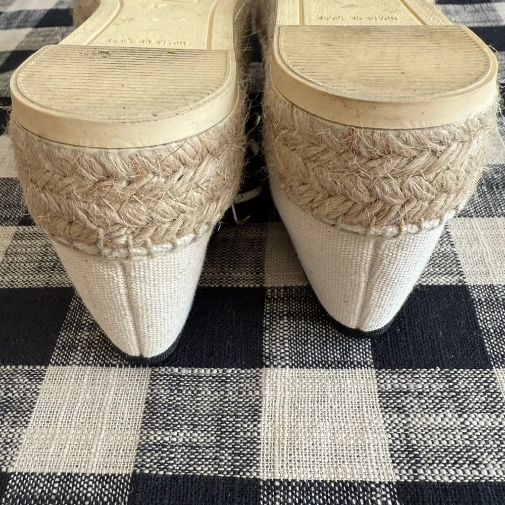 Anthropologie Elegant White and black Mary Jane Espadrilles Sz37